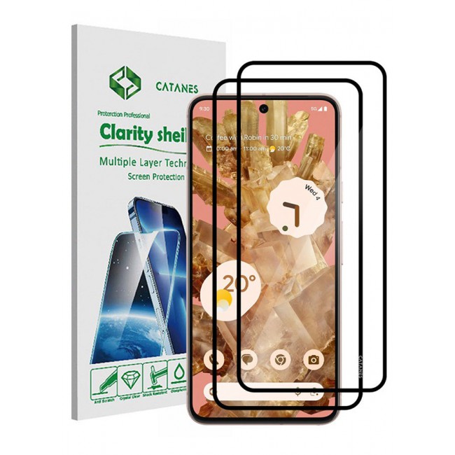 CATANES 2 Pack Of Google Pixel 8 Screen Protector 9H Tempered Glass Ultrasonic Fingerprint Unlock Case Friendly HD Clear Tempered Glass Screen Protector