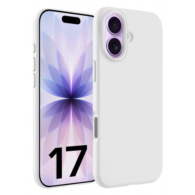 CATANES Silicone Protective Phone Case for iPhone 17 - Soft Anti-Scratch Microfiber Lining Ultra Slim Drop Protection Phone Cover - White