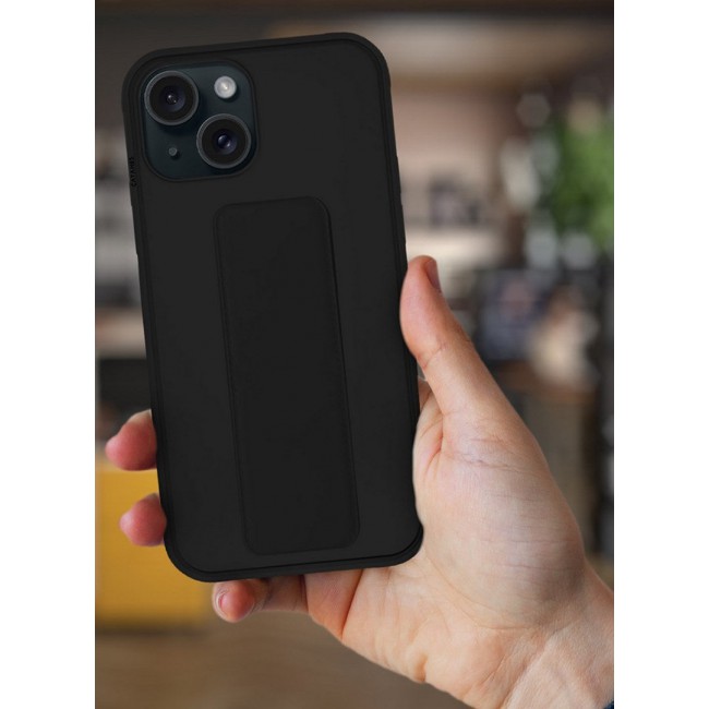 CATANES iPhone 15 Plus Case Premium PU Leather Case with Stand Function Shockproof and Anti Scratch Finger Grip Case Cover Black