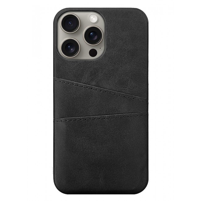 CATANES iPhone 15 Pro Max Case Cover Leather with Card Holder for Men Women Phone Case - Black