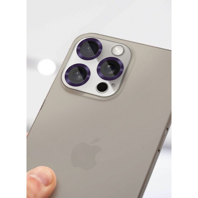CATANES Camera Lens Protector for Apple iPhone 15 Pro Max Tempered Glass 9H Hardness Ultra HD Anti-Scratch Easy to Install Case Friendly Full Coverage Guard Purple