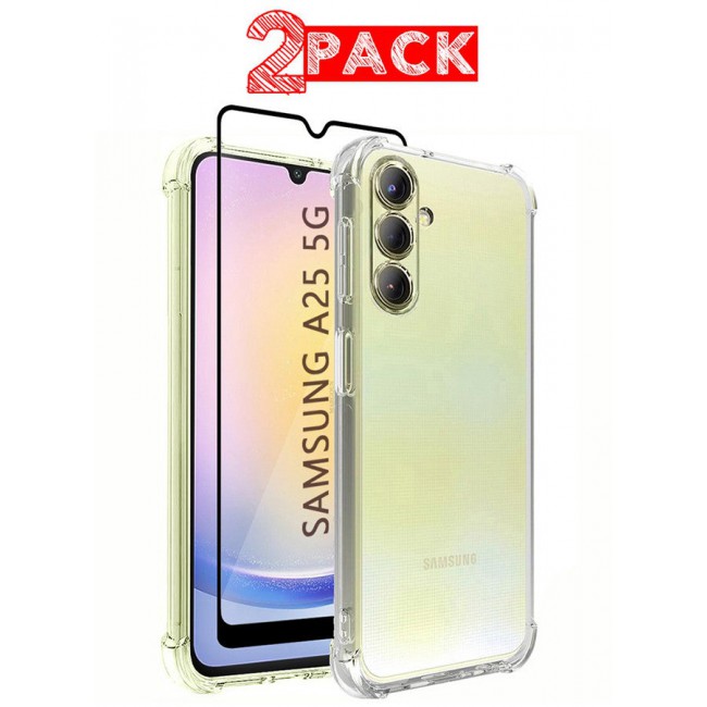 CATANES Galaxy A25 5G 2Packs, Gorilla Case Cover TPU Clear Protective Case Rugged Shockproof and Durable Back Cover with 1 Shockproof 3D Screen Protector