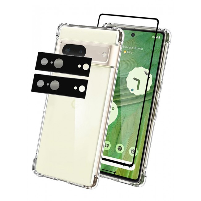 CATANES 4 Packs For Google Pixel 7 TPU Case and Screen Protector and 2 Camera Lens Protectors Clear Transparent Shockproof Protective Phone Case Scratch Resistant Reinforced Corners Cover