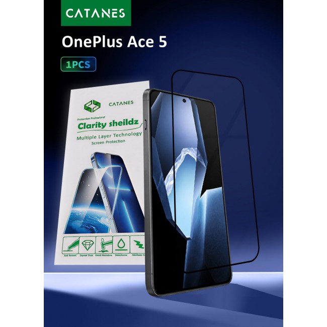 CATANES Screen Protector for OnePlus Ace 5 Tempered Glass 3D, Full Coverage, Scratch-Resistant, 9H Hardness High-Definition Clear Guard, Black Edge