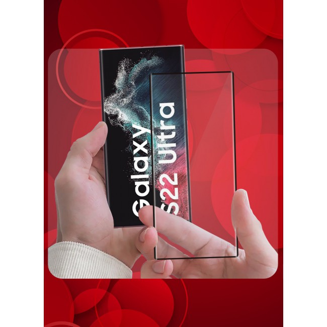 CATANES (for Samsung Galaxy S22 Ultra) 3Packs Tempered 3D Glass Screen Protector Scratch Resistant and Bubble-Free Installation - Side Black