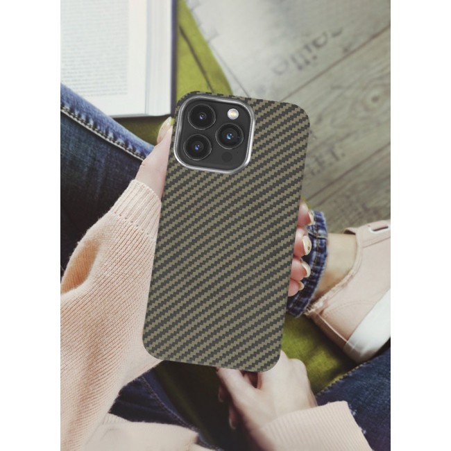 CATANES Case for iPhone 15 Pro Max Premium Carbon Fiber Texture Slim – Ultra-Thin Protective Cover with Sleek Matte Finish and Enhanced Grip Brown/Black