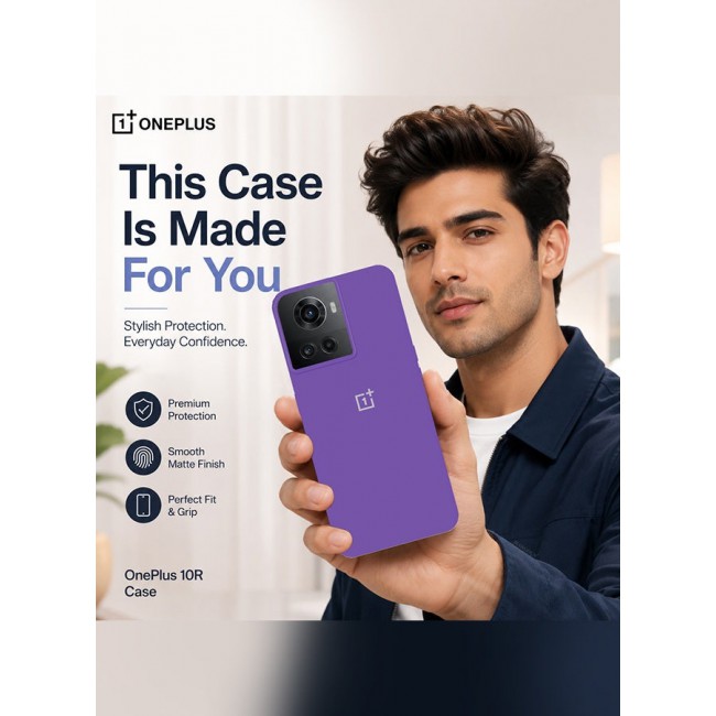 CATANES OnePlus 10R Silicone Case Slim Soft Liquid Gel Case Shockproof Back Cover Full Body Protection 6.7 inch Purple