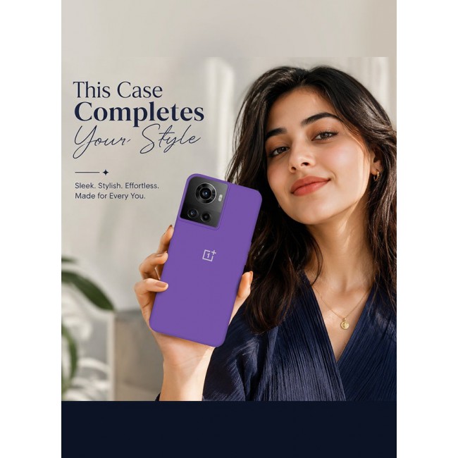 CATANES OnePlus 10R Silicone Case Slim Soft Liquid Gel Case Shockproof Back Cover Full Body Protection 6.7 inch Purple