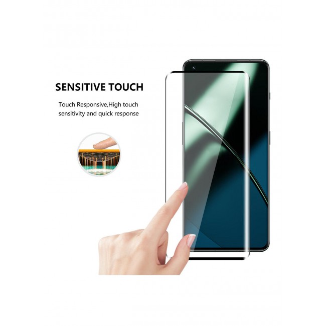 CATANES OnePlus 11 Screen Protector 2Pcs + Camera Lens Protector 2Pcs 9H Hardness Tempered Glass 3D Curved HD Clear Full Adhesive Bubble Free