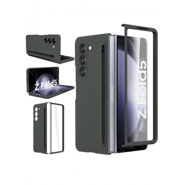 CATANES (for Samsung Galaxy Z Fold 5) Case with Screen Protector Ultra Hybrid Premium Case with Built-in New Compact S Pen, Holder and Storage Slot for Pen Black