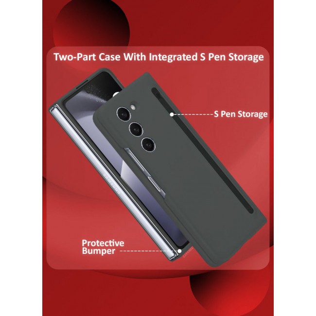 CATANES (for Samsung Galaxy Z Fold 5) Case with Screen Protector Ultra Hybrid Premium Case with Built-in New Compact S Pen, Holder and Storage Slot for Pen Black