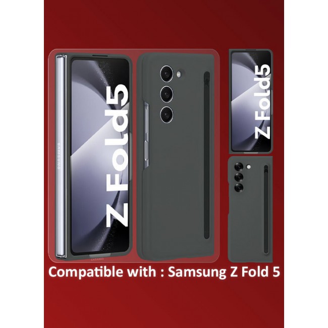 CATANES (for Samsung Galaxy Z Fold 5) Case with Screen Protector Ultra Hybrid Premium Case with Built-in New Compact S Pen, Holder and Storage Slot for Pen Black