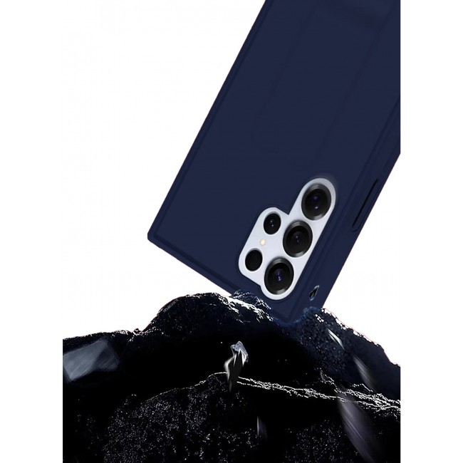 CATANES (for Samsung Galaxy S25 Ultra) Case Premium PU Leather with Stand Function, Shockproof and Anti Scratch Finger Grip Case Cover / Dark Blue