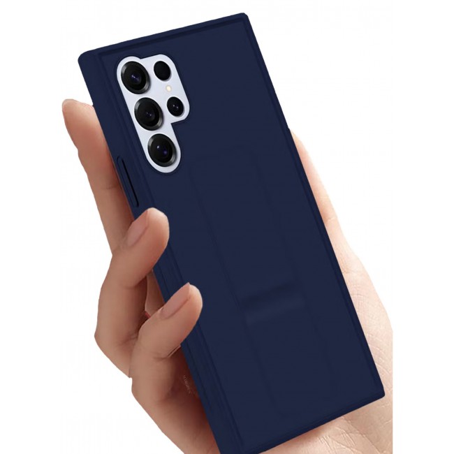CATANES (for Samsung Galaxy S25 Ultra) Case Premium PU Leather with Stand Function, Shockproof and Anti Scratch Finger Grip Case Cover / Dark Blue