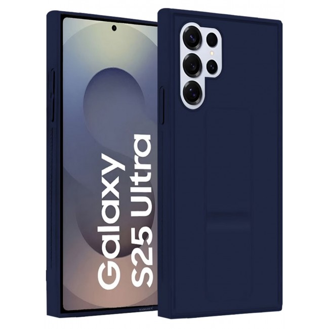 CATANES (for Samsung Galaxy S25 Ultra) Case Premium PU Leather with Stand Function, Shockproof and Anti Scratch Finger Grip Case Cover / Dark Blue