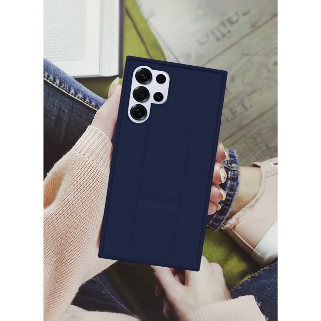 CATANES (for Samsung Galaxy S25 Ultra) Case Premium PU Leather with Stand Function, Shockproof and Anti Scratch Finger Grip Case Cover / Dark Blue