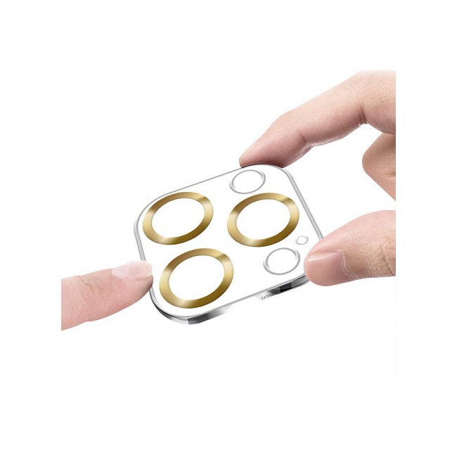 CATANES Camera Lens Protector for Apple iPhone 15 Pro Tempered Glass 9H Hardness Ultra HD Anti-Scratch Easy to Install Case Friendly Full Coverage Guard Gold