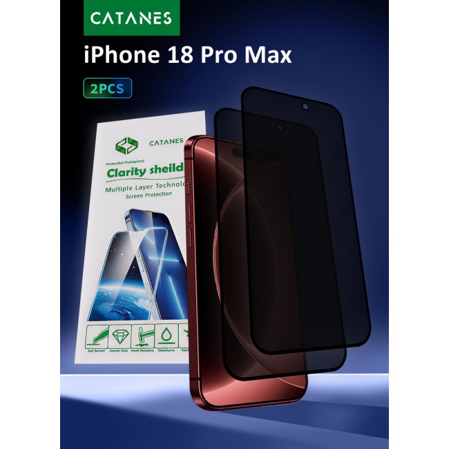 CATANES 2 Pack Privacy Screen Protector for iPhone 18 Pro Max Tempered Glass - Anti-Spy 9H Hardness Guard