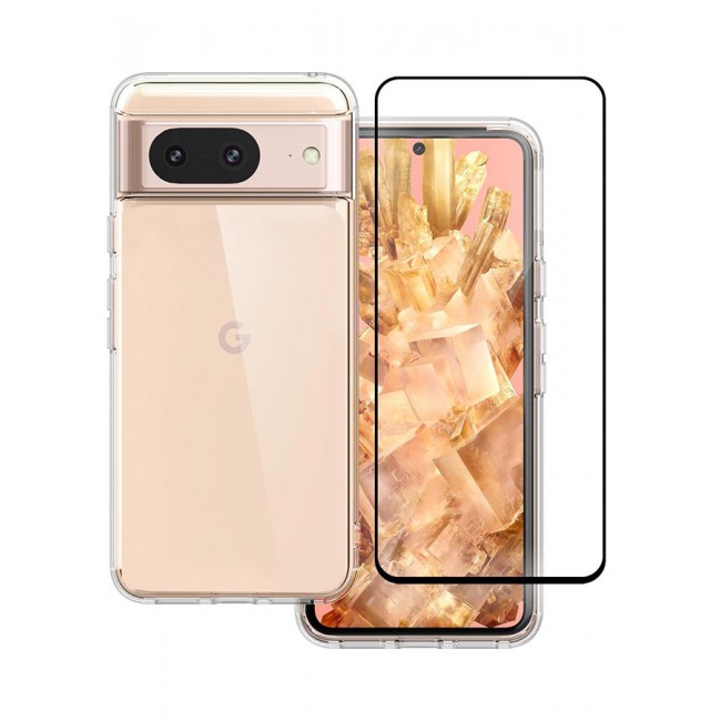 CATANES 2 Packs For Google Pixel 8 TPU Case and Screen Protector Clear Transparent Shockproof Protective Phone Case Scratch Resistant Cover
