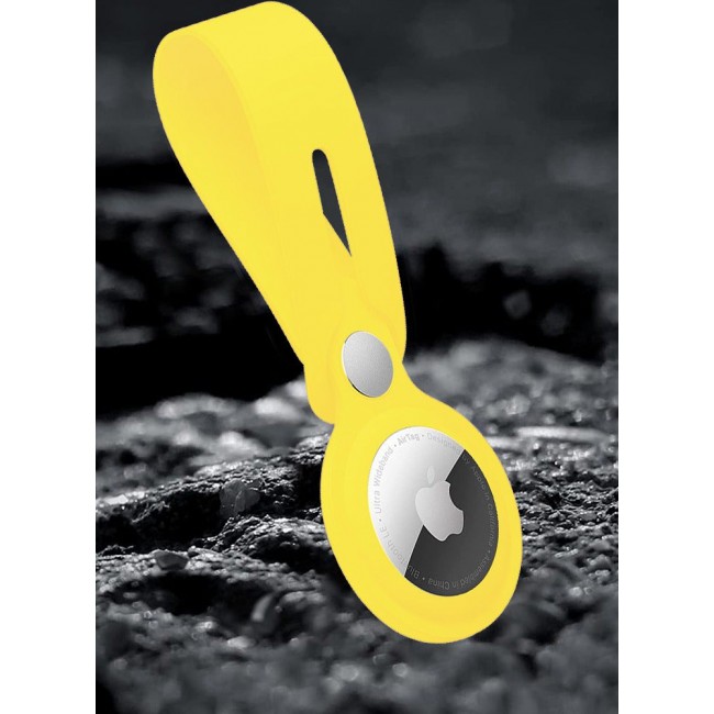 CATANES Airtag Case with Key Ring And Rubber anti-drop Keychain device,Yellow