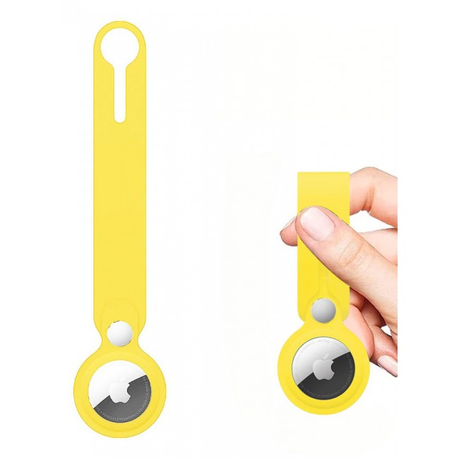 CATANES Airtag Case with Key Ring And Rubber anti-drop Keychain device,Yellow