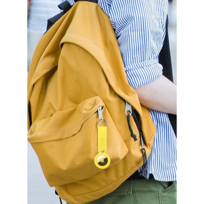 CATANES Airtag Case with Key Ring And Rubber anti-drop Keychain device,Yellow