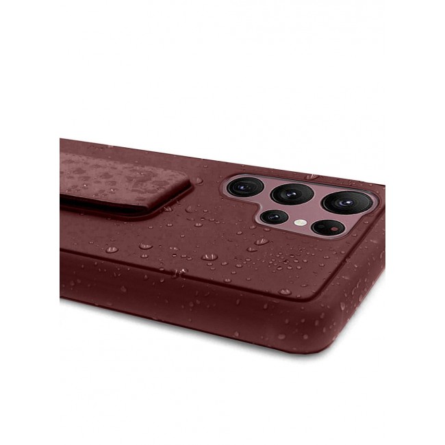 CATANES Samsung Galaxy S23 Ultra Grip Case Magnetic Kickstand Cover with Foldable Hand Strap Maroon