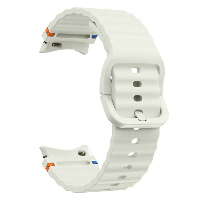 CATANES (for Samsung Galaxy Watch 7 / Samsung Galaxy Watch 6 ) Silicone Sport Band with Decorative Woven Line Durable and Sport Design for Men Women Dusty White