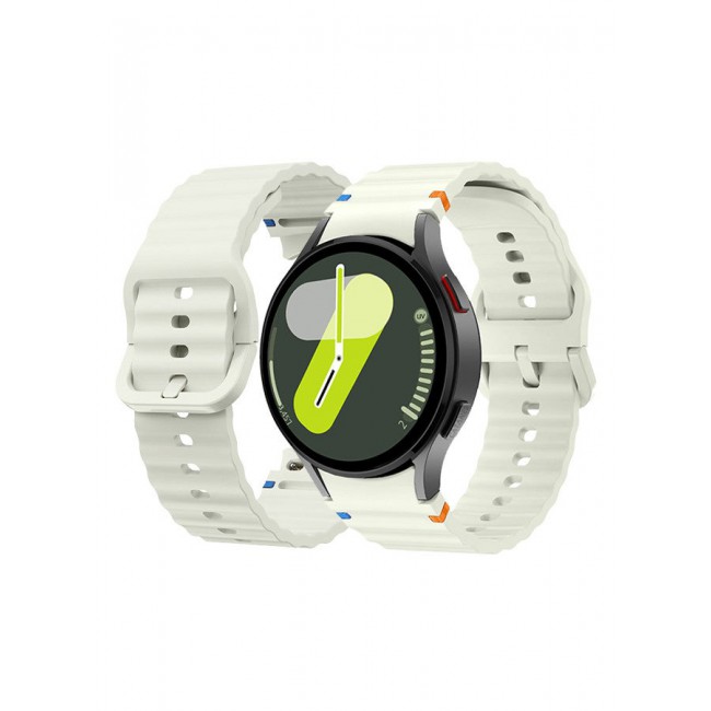 CATANES (for Samsung Galaxy Watch 7 / Samsung Galaxy Watch 6 ) Silicone Sport Band with Decorative Woven Line Durable and Sport Design for Men Women Dusty White