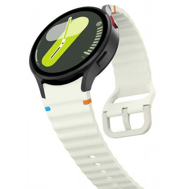 CATANES (for Samsung Galaxy Watch 7 / Samsung Galaxy Watch 6 ) Silicone Sport Band with Decorative Woven Line Durable and Sport Design for Men Women Dusty White