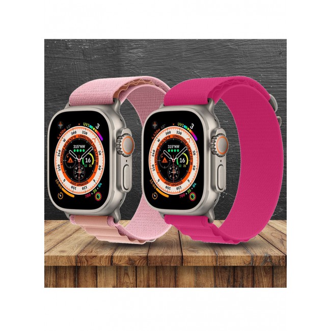 CATANES 2 Pack For Apple Watch Band 49mm 45mm 44mm 42mm Alpine Loop Band Women Men Adjustable with Metal G-Hook Strap for iWatch Ultra Series SE 8/7/6/5/4/3/2/1 Light Pink/Dark Pink