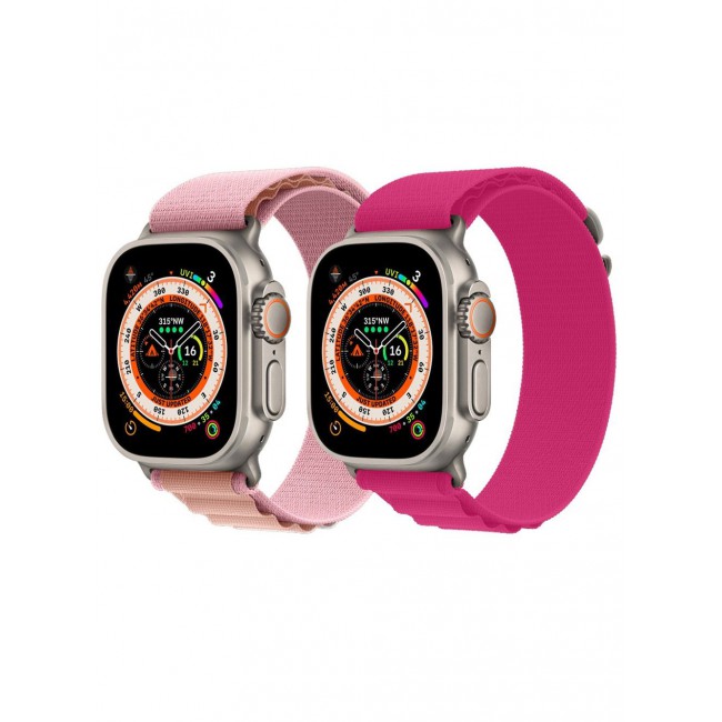 CATANES 2 Pack For Apple Watch Band 49mm 45mm 44mm 42mm Alpine Loop Band Women Men Adjustable with Metal G-Hook Strap for iWatch Ultra Series SE 8/7/6/5/4/3/2/1 Light Pink/Dark Pink