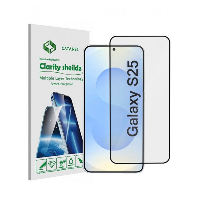 CATANES (for Galaxy S25) Premium Screen Protector Full Coverage, Scratch-Resistant Anti Bubble - Side Black