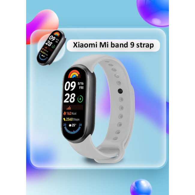 CATANES (for Mi Band 8 and 9) Strap Soft Silicone Replacement Sport Wristband for Xiaomi Mi Band 9 Watch Band Accessories for Women Men Grey