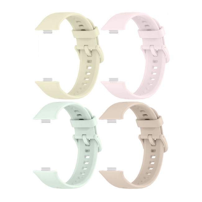 CATANES 4Packs Wristband for Huawei Watch Fit 3/Fit 4/Fit 4 Pro Bands, Silicone Bracelet Quick Release Arm Band, Replacement Smartwatch Band Quick Release Sport Straps - 4 Colours