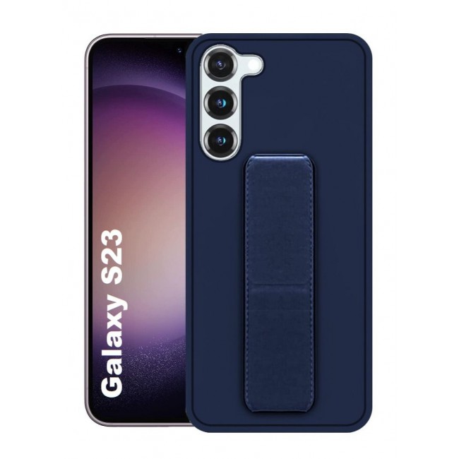 CATANES Samsung Galaxy S23 Grip Case Magnetic Kickstand Cover with Foldable Hand Strap Dark Blue