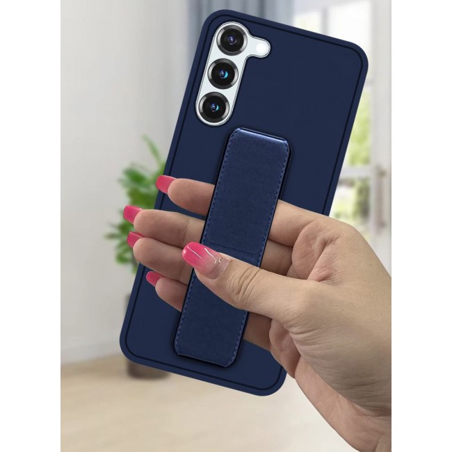 CATANES Samsung Galaxy S23 Grip Case Magnetic Kickstand Cover with Foldable Hand Strap Dark Blue