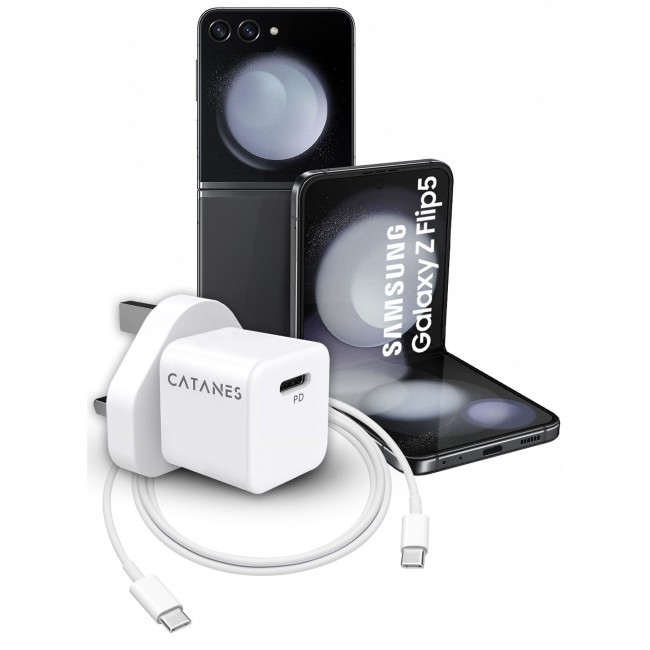 CATANES 25W PD Fast Charger Adapter Type C 3Pins with 1m Cable Type C for Samsung Galaxy Z flip 6 and Z flip 5 / White
