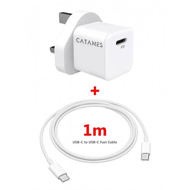 CATANES 25W PD Fast Charger Adapter Type C 3Pins with 1m Cable Type C for Samsung Galaxy Z flip 6 and Z flip 5 / White