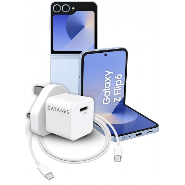 CATANES 25W PD Fast Charger Adapter Type C 3Pins with 1m Cable Type C for Samsung Galaxy Z flip 6 and Z flip 5 / White
