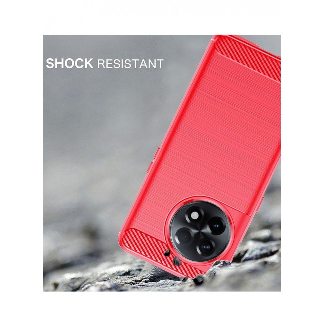 CATANES OnePlus 11R Case Slim Soft TPU Brushed Carbon Fiber Anti-Fingerprint Shockproof Cover 6.74 inch Red