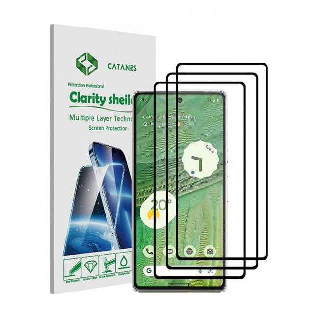 CATANES 3Pack for Google Pixel 7 Screen Protector Tempered Glass 9H Anti-Scratch Shatterproof HD Edge to Edge Full Coverage Film 6.3 inch