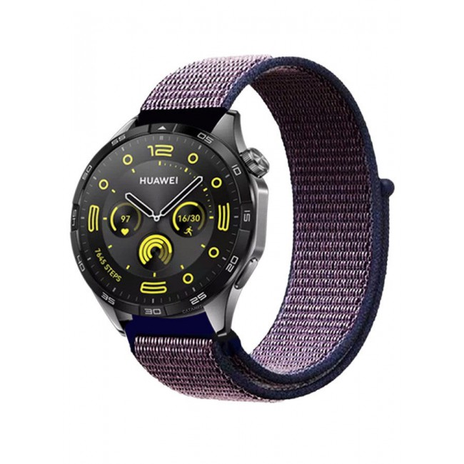 CATANES (for Huawei GT4 22mm) Nylon Strap,Sport Wristband Strap Adjustable Sport Stretchy Braided Solo Loop Band Dark Purple/Dark Blue