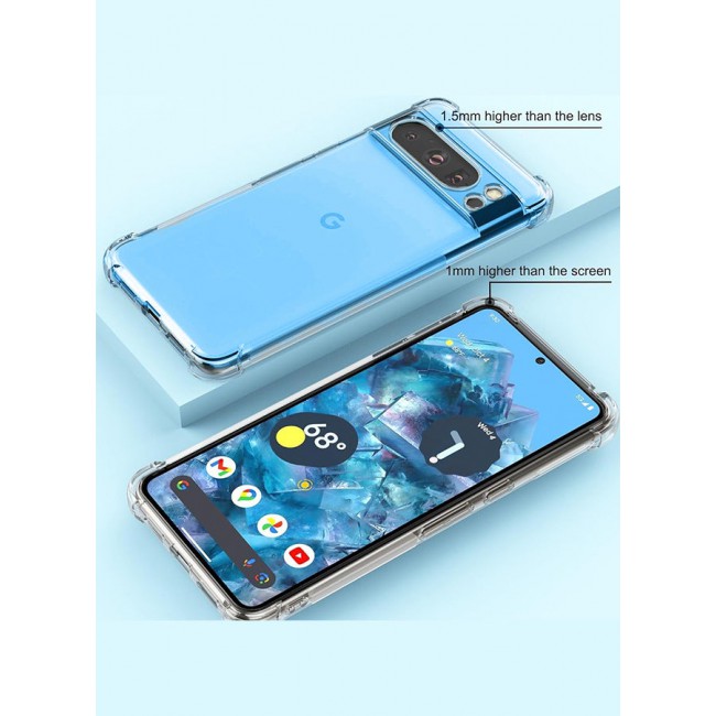 CATANES Google Pixel 8 Pro TPU Case Clear Transparent Shockproof Protective Phone Case Scratch Resistant Reinforced Corners Cover