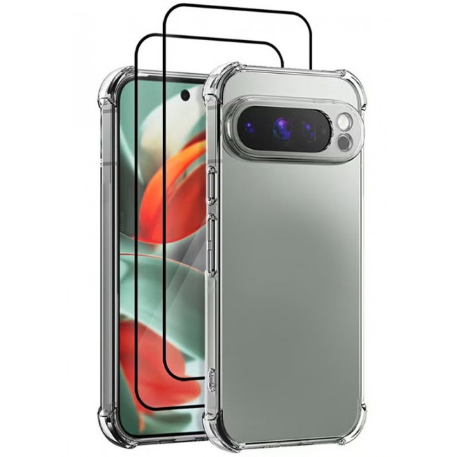 CATANES (for Google Pixel 9 Pro XL) 3 Packs TPU Case and 2 Screen Protectors Shockproof Soft TPU Bumper and Hard PC Back Case Anti-Scratch,Drop Protection,Slim Fit Gorilla Case Cover