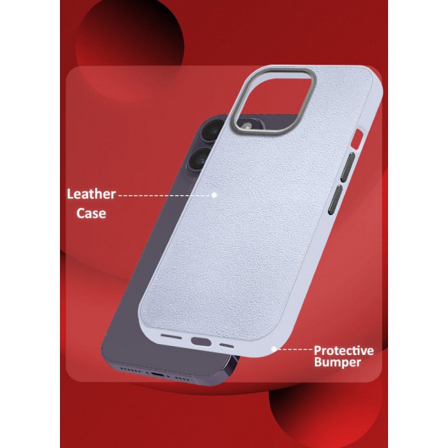 CATANES (for iPhone 14 Pro Max) Case Cover Leather Case with Lens Frame Shockproof Full Body Protective Cover Light Blue