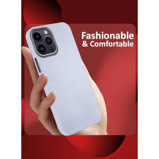 CATANES (for iPhone 14 Pro Max) Case Cover Leather Case with Lens Frame Shockproof Full Body Protective Cover Light Blue