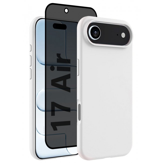CATANES 2 Packs Silicone Protective Phone Case for iPhone 17 Air , Soft Anti-Scratch Microfiber Lining Ultra Slim Drop Protection Phone Cover with Privacy Screen Protector - White