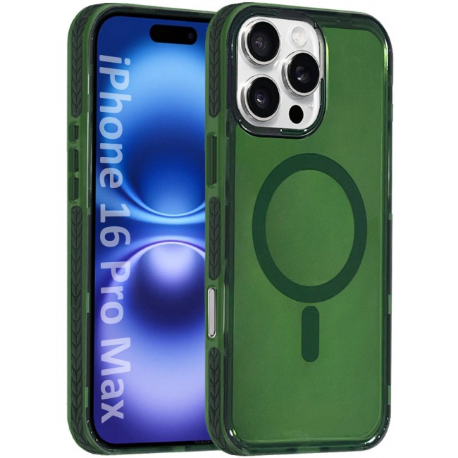 CATANES (for iPhone 16 Pro Max) Hard PC Magsafe Case Cover Polycarbonate Magnetic Strong Shockproof Protective Case Cover Transparent - Green Color
