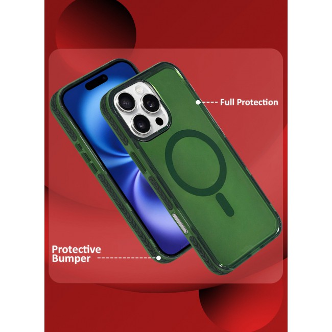 CATANES (for iPhone 16 Pro Max) Hard PC Magsafe Case Cover Polycarbonate Magnetic Strong Shockproof Protective Case Cover Transparent - Green Color